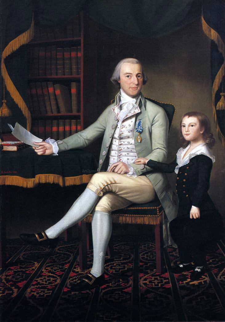 Ralph Earl Colonel Benjamin Tallmadge and son William Talmadge - Hand Painted Oil Painting