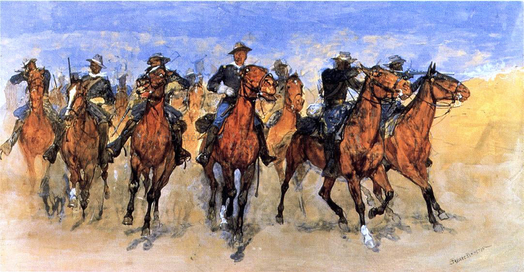 Frederic Remington Colored Troopers to the Rescue - Hand Painted Oil Painting
