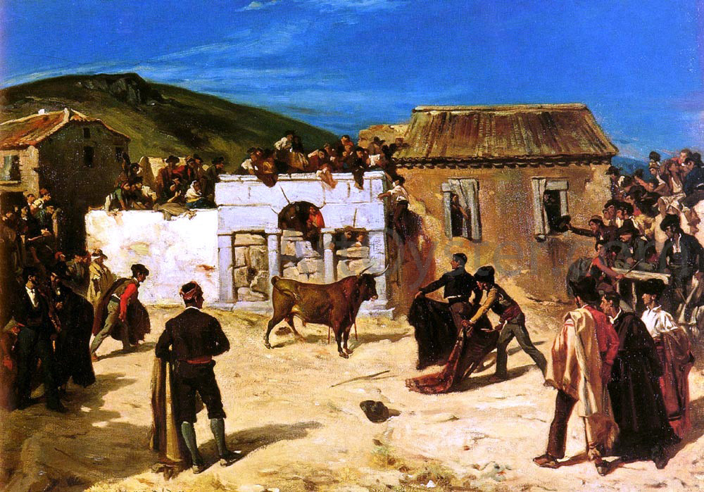 Alfred Dehodencq A Combat De Novillos - Hand Painted Oil Painting