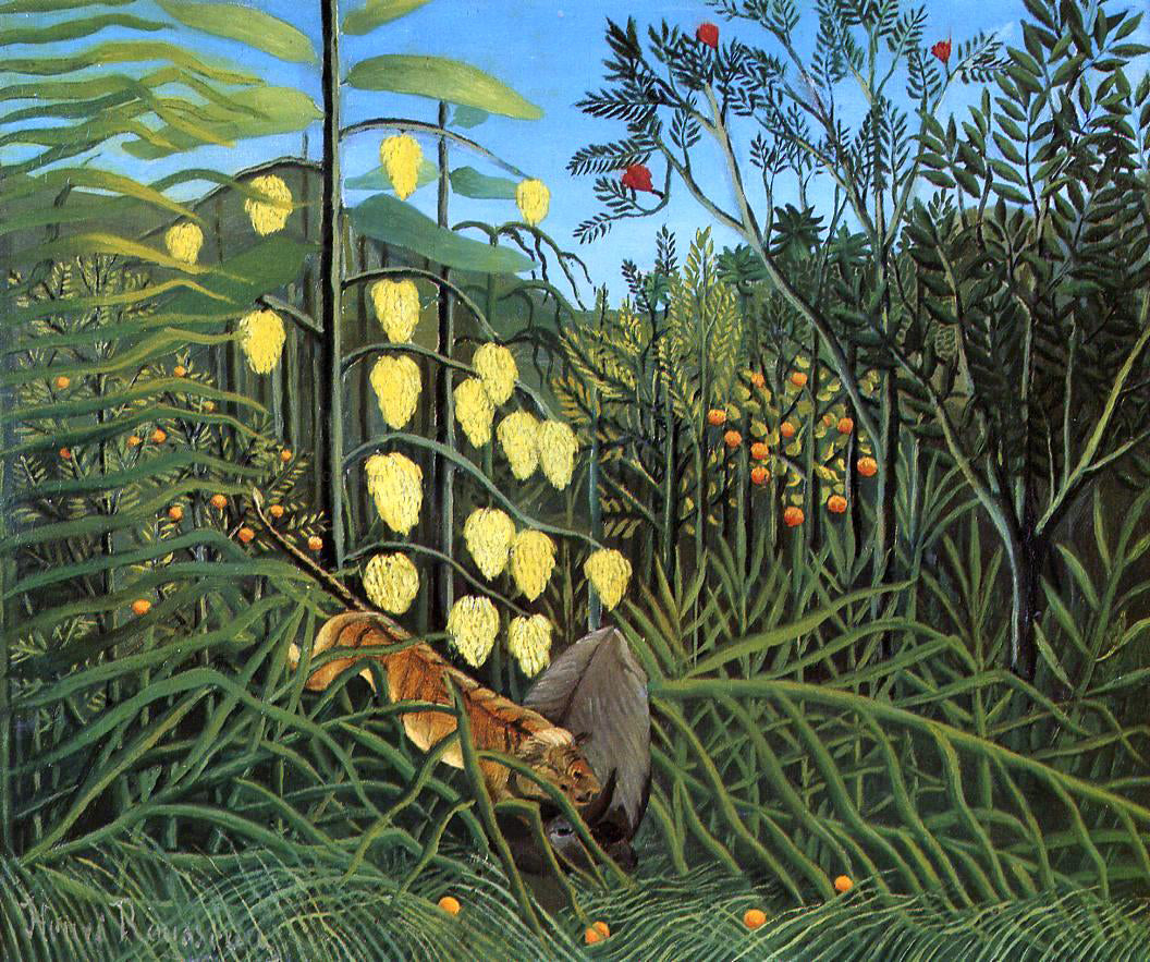 Henri Rousseau Combat of a Tiger and a Buffalo - Hand Painted Oil Painting