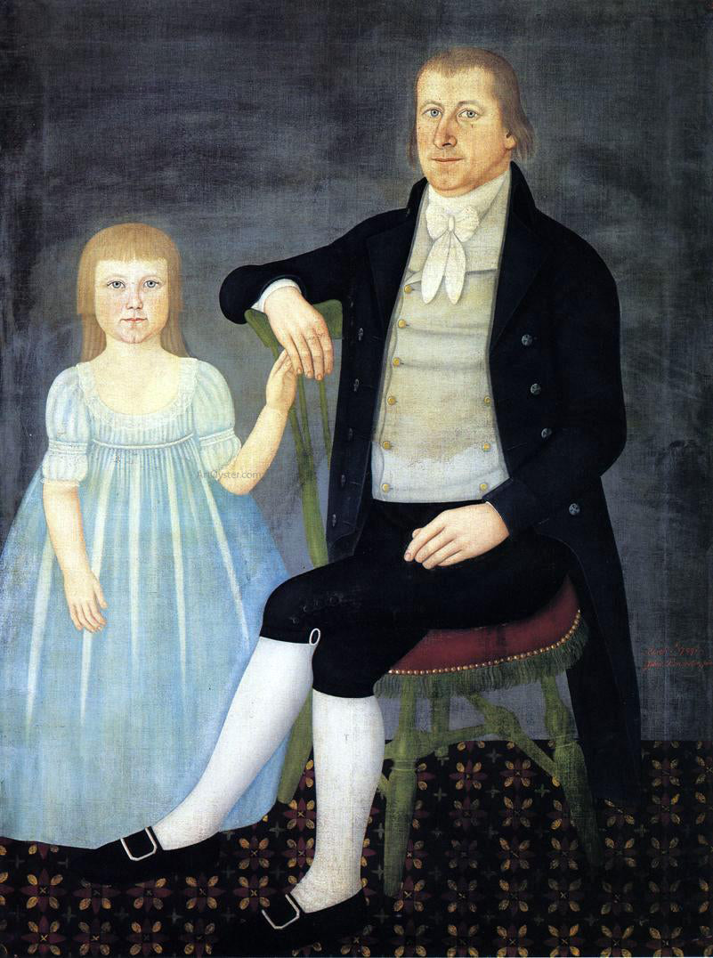 Jr. John Brewster Comfort Starr Mygatt and His Daughter Lucy - Hand Painted Oil Painting