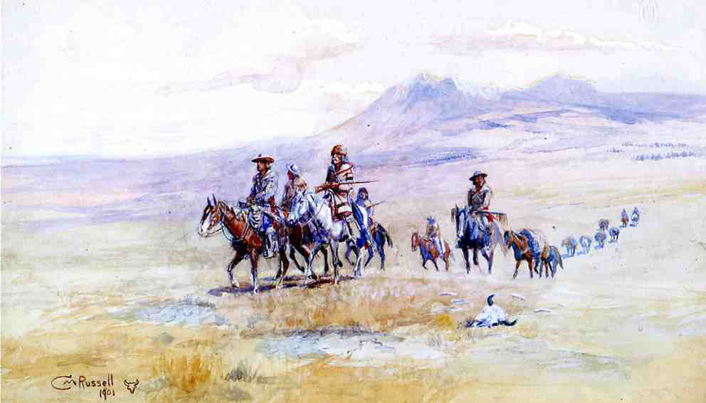 Charles Marion Russell Coming Across the Plain - Hand Painted Oil Painting