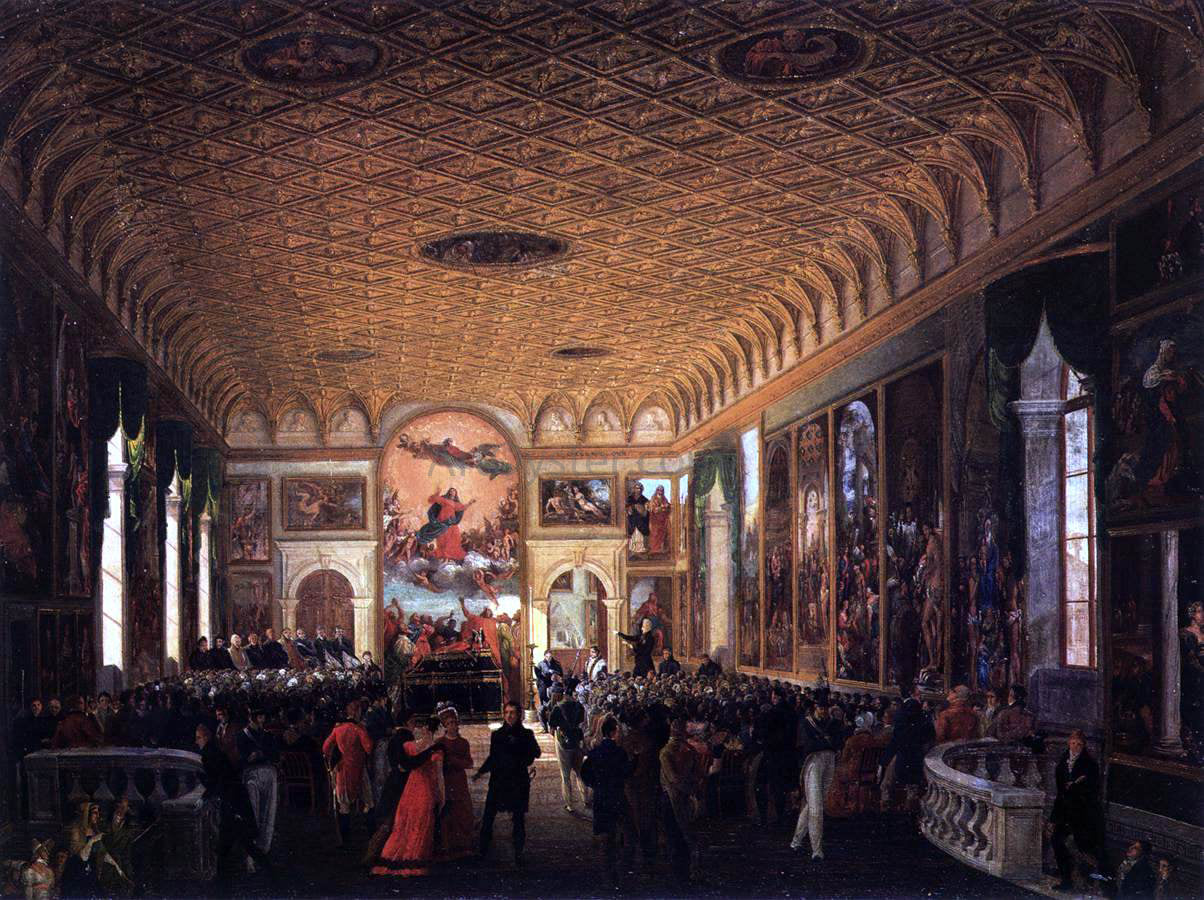 Giuseppe Borsato Commemoration of Canova in the Scuola Grande della Carita - Hand Painted Oil Painting