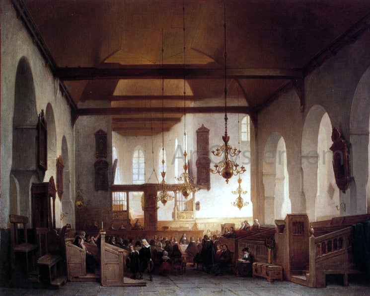  Johannes Bosboom Communion Service: Avondmaalsviering in the Geertekerk, Utrecht - Hand Painted Oil Painting