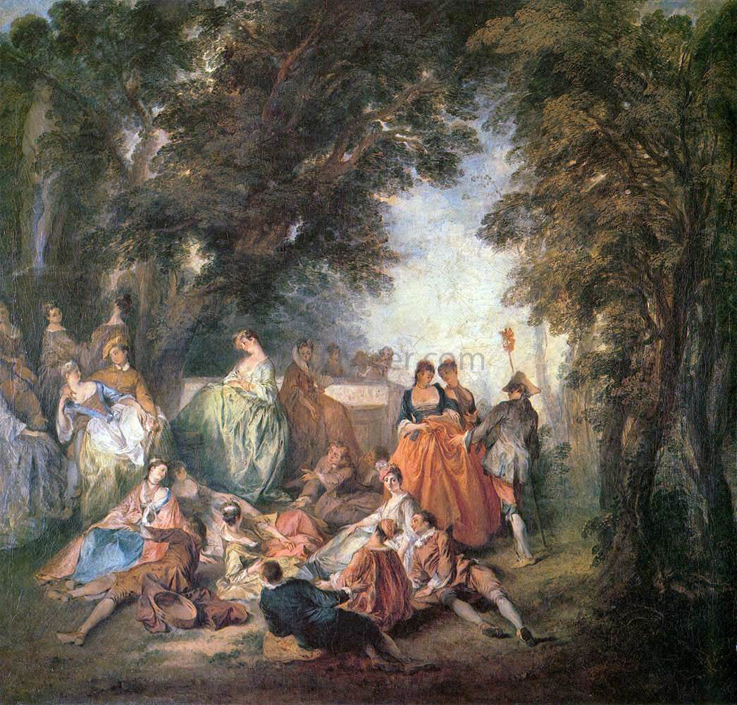 Nicolas Lancret Company in the Park - Hand Painted Oil Painting