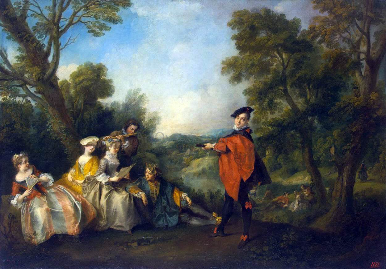 Nicolas Lancret Concert in the Park - Hand Painted Oil Painting