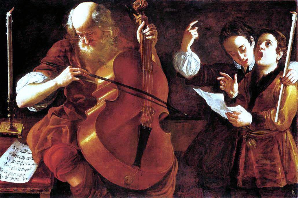 Giovanni Domenico Lombardi Concert with Two Singers - Hand Painted Oil Painting