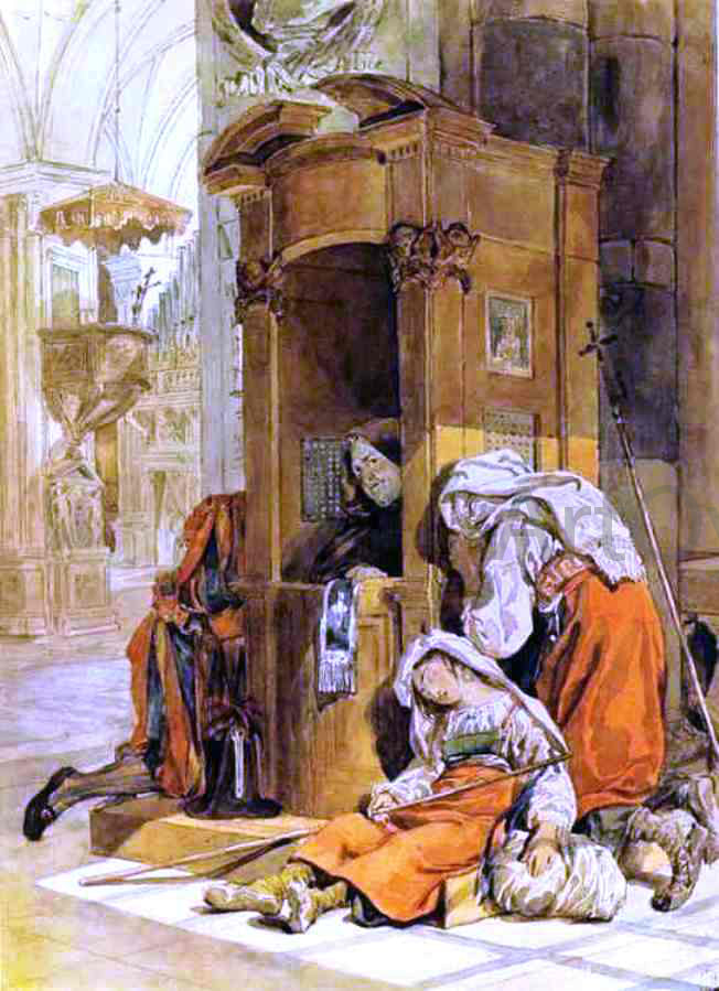 Karl Pavlovich Brulloff Confession of an Italian Woman - Hand Painted Oil Painting