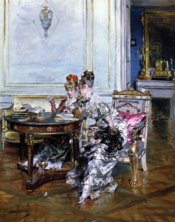 Giovanni Boldini Confidences - Hand Painted Oil Painting
