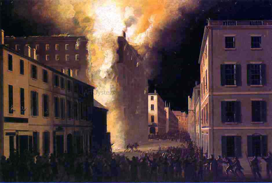 John Ritto Penniman Conflagration of the Exchange Coffee House, Boston - Hand Painted Oil Painting