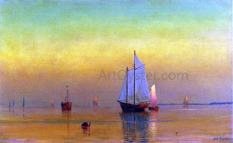 Dwight W Tryon A Connecticut River Scene - Hand Painted Oil Painting