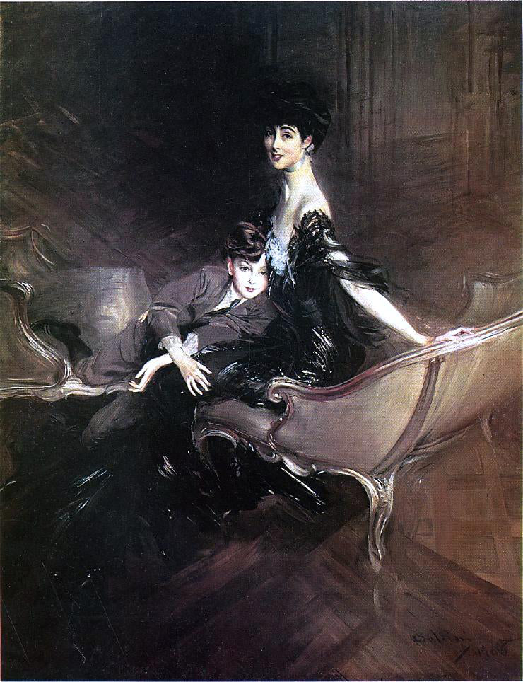  Giovanni Boldini Consuelo, Duchess of Marlborough, with Her Son Ivor Spencer-Churchill - Hand Painted Oil Painting