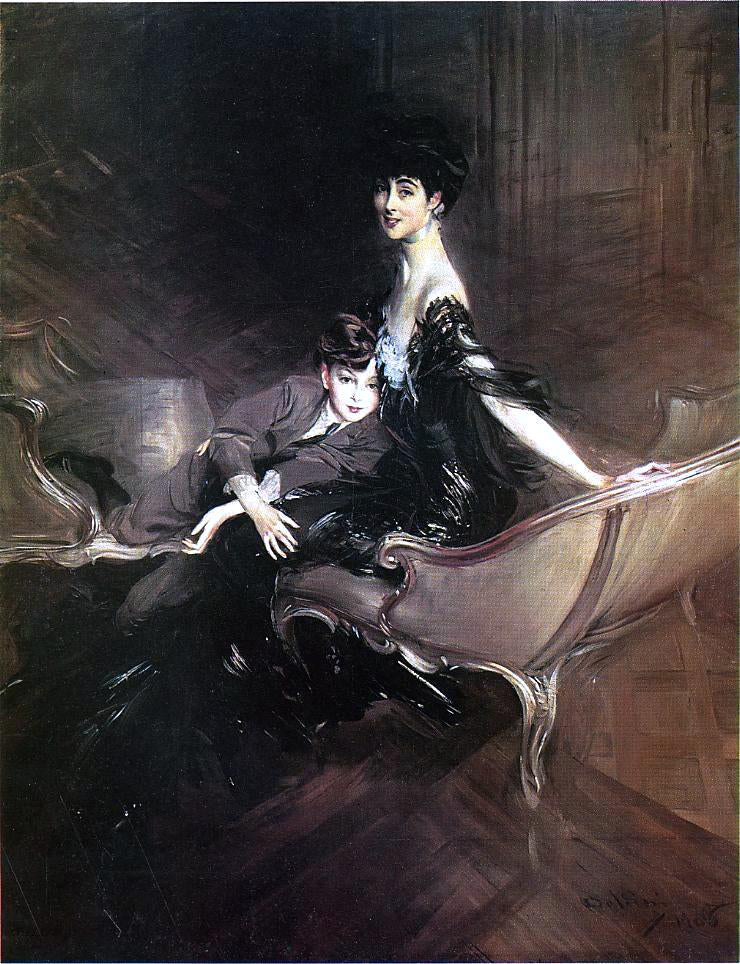 Giovanni Boldini Consuelo, Duchess of Marlborough, with Her Son Ivor Spencer-Churchill - Hand Painted Oil Painting