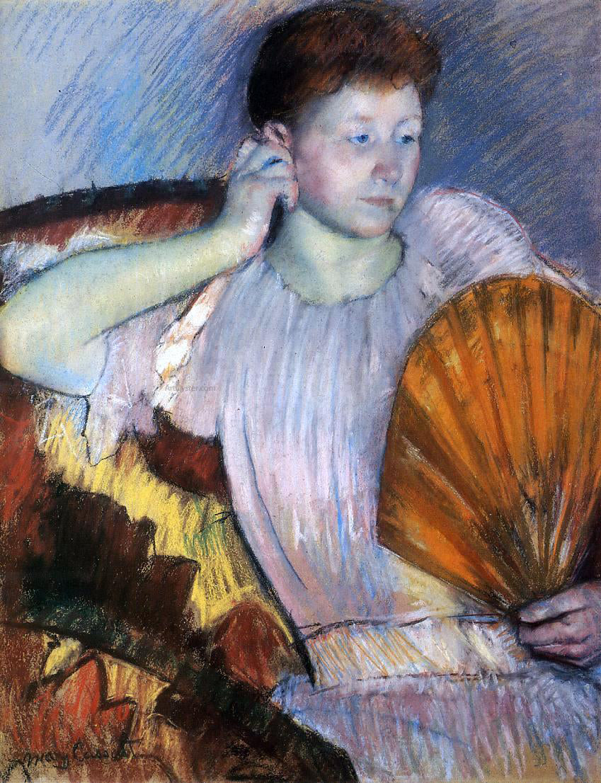 Mary Cassatt Contemplation (also known as Clarissa Turned Right with Her Hand to Her Ear) - Hand Painted Oil Painting