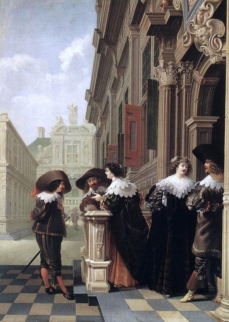 Dirck Van Delen Conversation Outside a Castle - Hand Painted Oil Painting