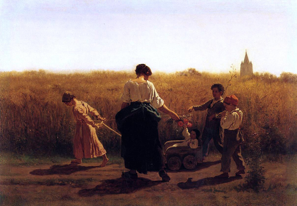 Eastman Johnson Copy After Jules Breton's 'Le Depart les Champs' - Hand Painted Oil Painting