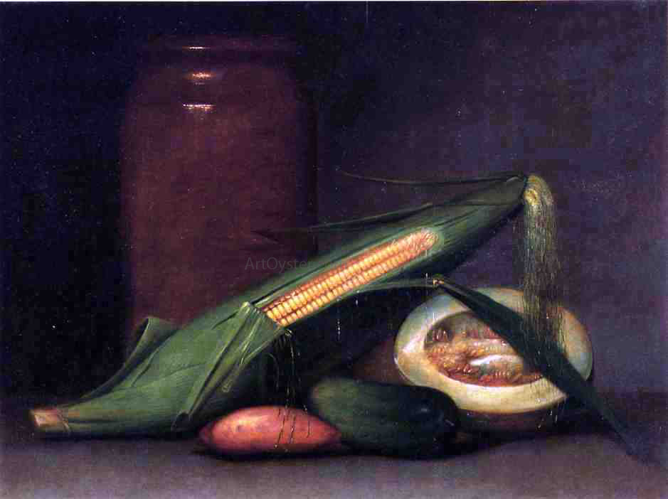 Raphaelle Peale Corn and Canteloupe - Hand Painted Oil Painting