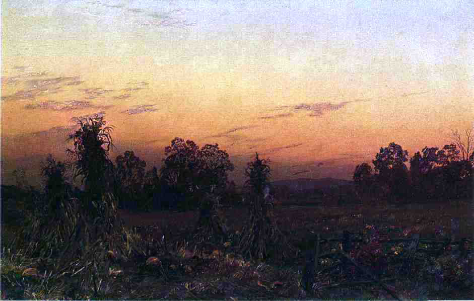 William Trost Richards Corn Shocks and Pumpkins - Hand Painted Oil Painting