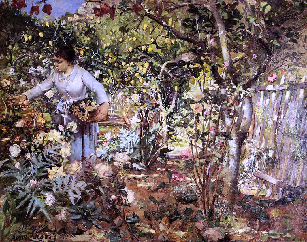 Henri Edmond Cross Corner of the Garden in Monaco - Hand Painted Oil Painting