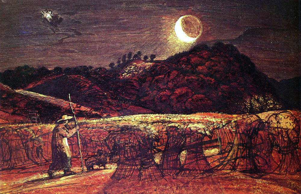 Samuel Palmer Cornfield By Moonlight - Hand Painted Oil Painting