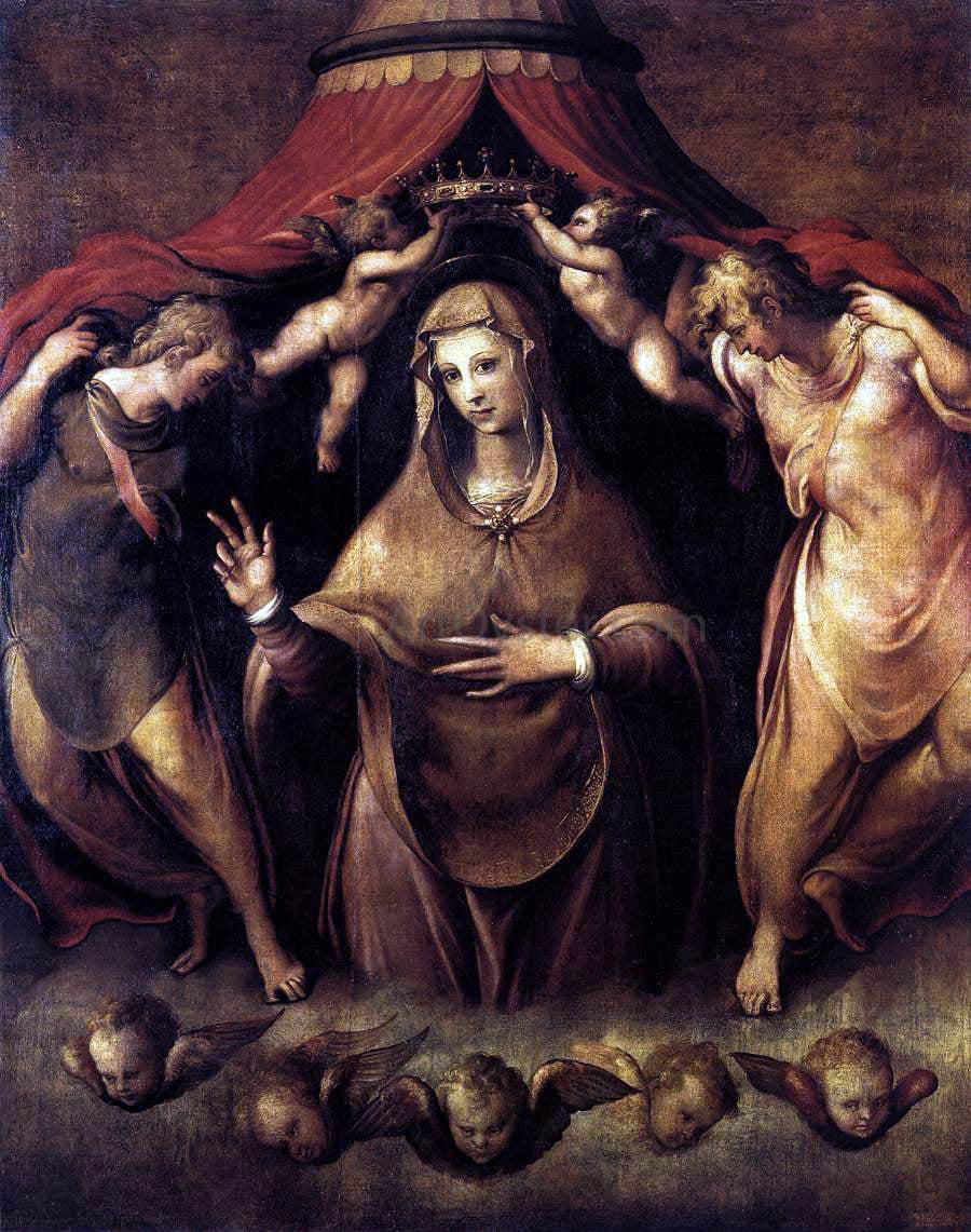 Cecchino Del Salviati Coronation of the Virgin with Angels - Hand Painted Oil Painting