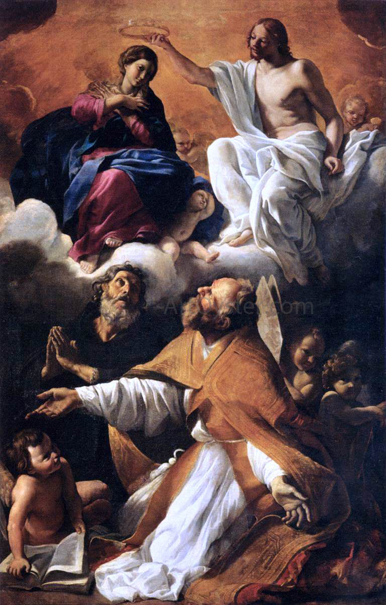 Giovanni Lanfranco Coronation of the Virgin with St Augustine and St William of Aquitaine - Hand Painted Oil Painting
