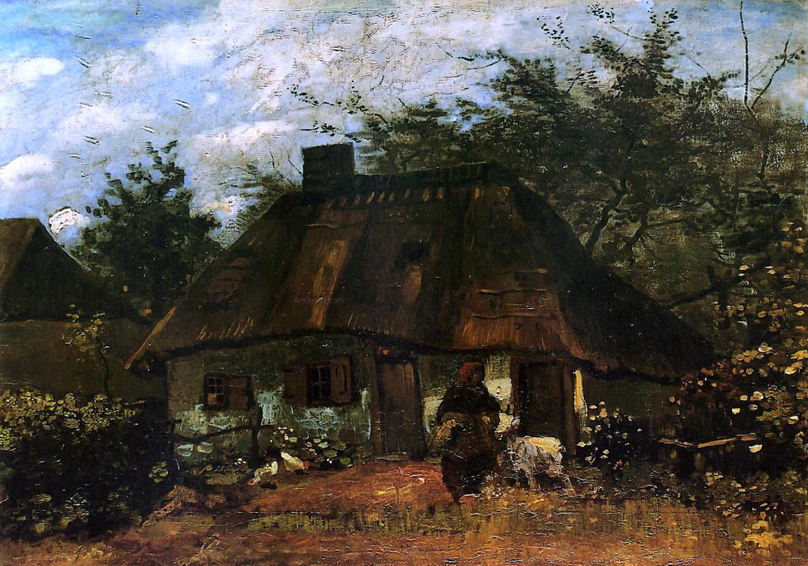 Vincent Van Gogh The Cottage and Woman with Goat - Hand Painted Oil Painting