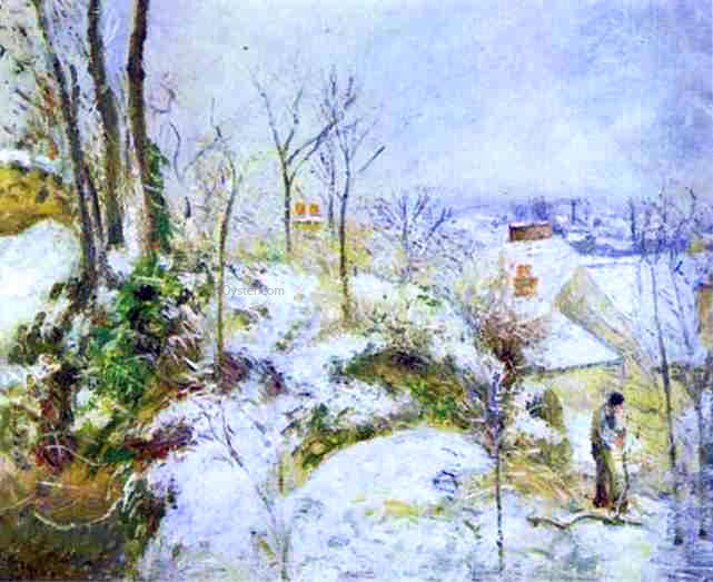 Camille Pissarro Cottage at Pontoise in the Snow - Hand Painted Oil Painting