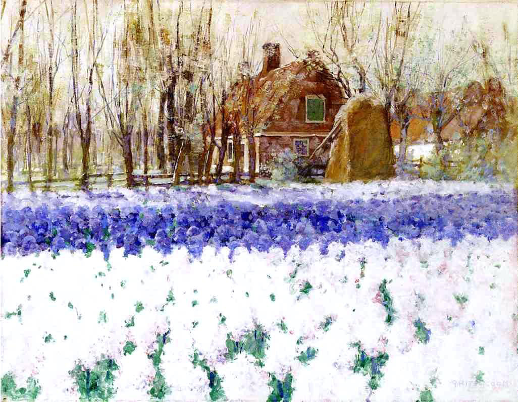 George Hitchcock Cottage with Hyacinths - Hand Painted Oil Painting