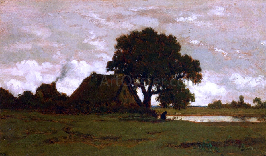  Theodore Rousseau Cottages near a Pond - Hand Painted Oil Painting