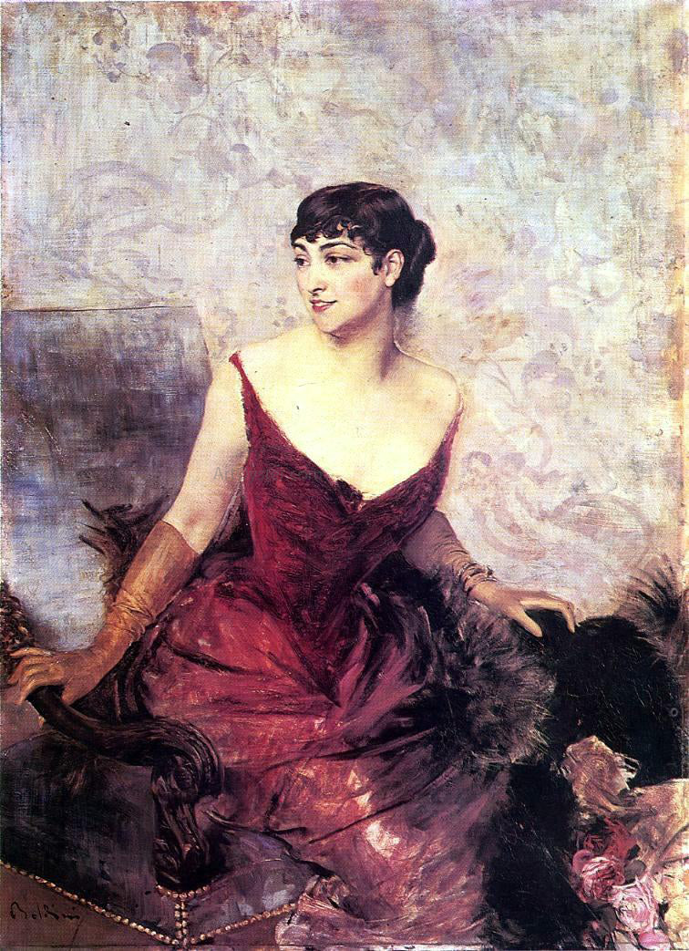  Giovanni Boldini Countess de Rasty Seated in an Armchair - Hand Painted Oil Painting