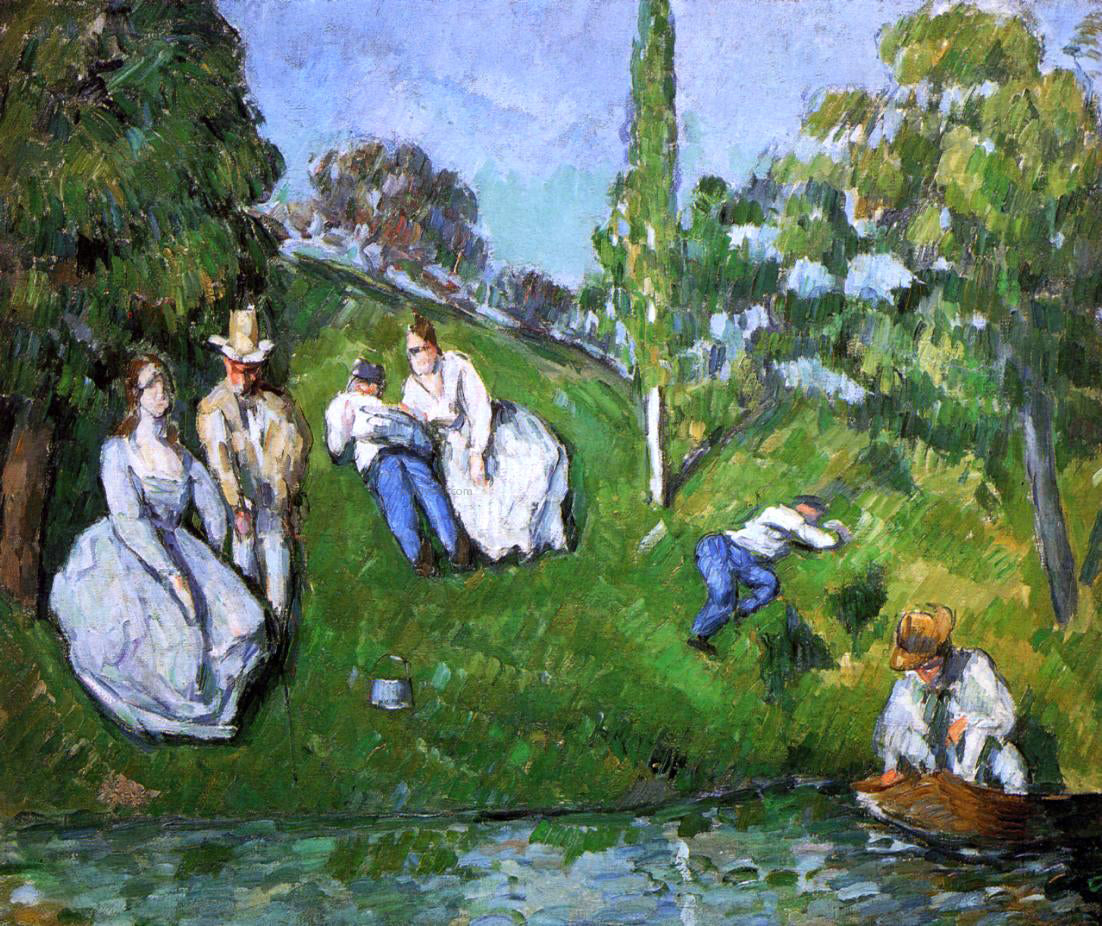 Paul Cezanne Couples Relaxing by a Pond - Hand Painted Oil Painting