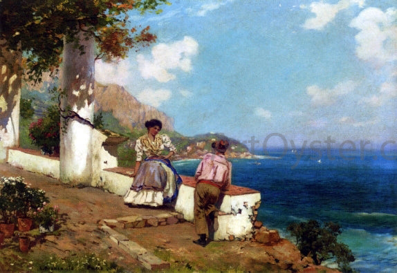 Carlo Brancaccio Courting Couple, Naples - Hand Painted Oil Painting