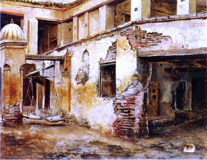 Edwin Lord Weeks Courtyard in Morocco - Hand Painted Oil Painting