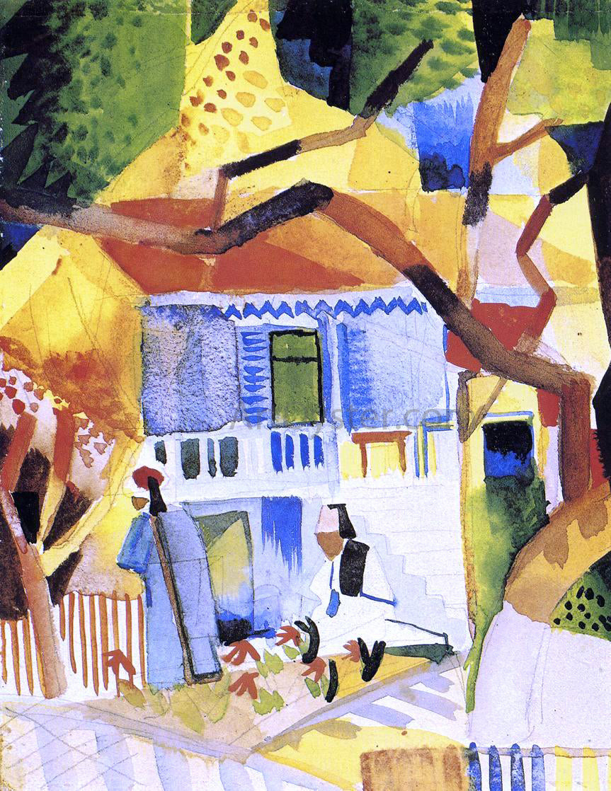 August Macke Courtyard of a Villa at St. Germain - Hand Painted Oil Painting