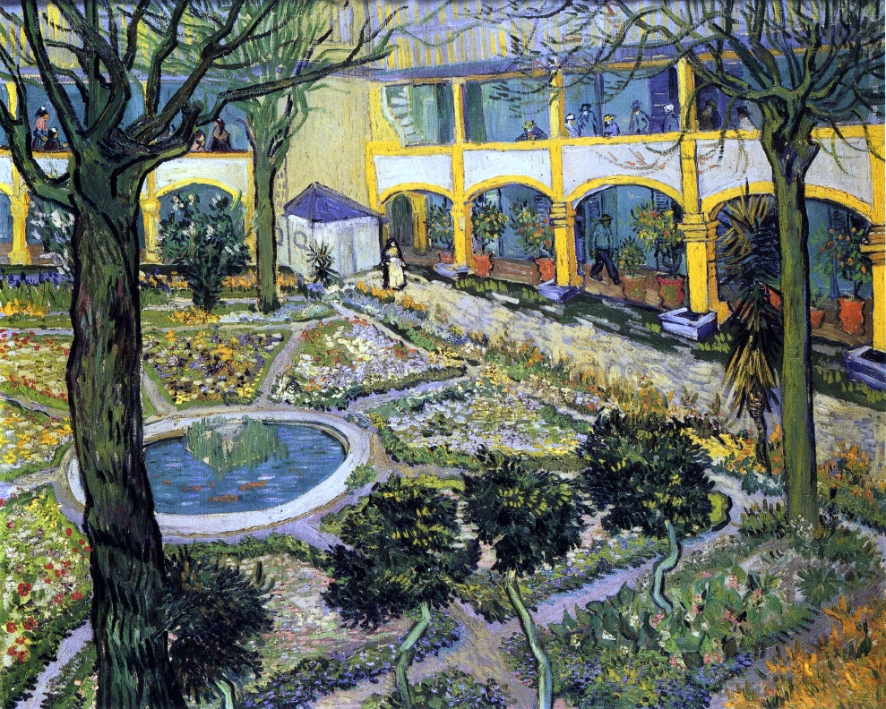 Vincent Van Gogh Courtyard of the Hospital in Arles - Hand Painted Oil Painting