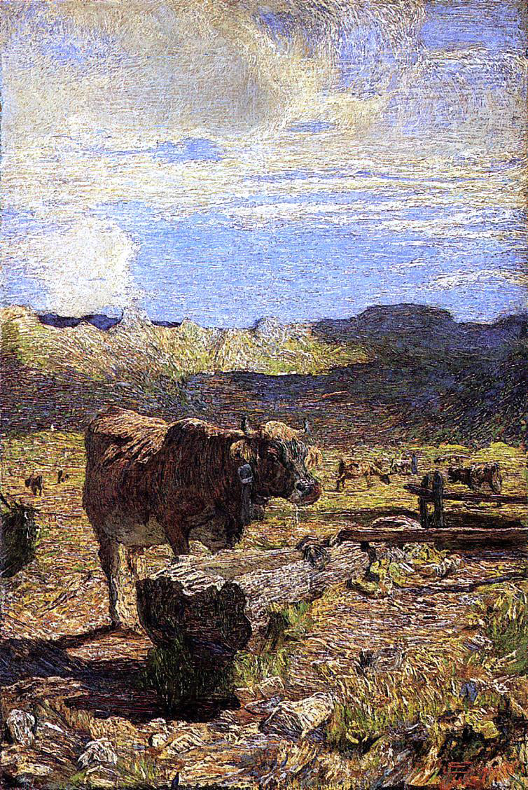  Giovanni Segantini Cow at a Water Trough - Hand Painted Oil Painting