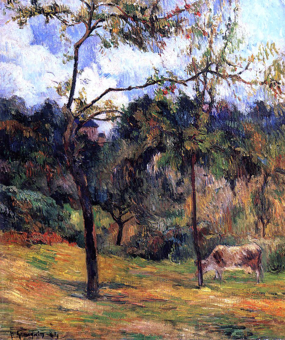 Paul Gauguin Cow in a Meadow, Rouen - Hand Painted Oil Painting