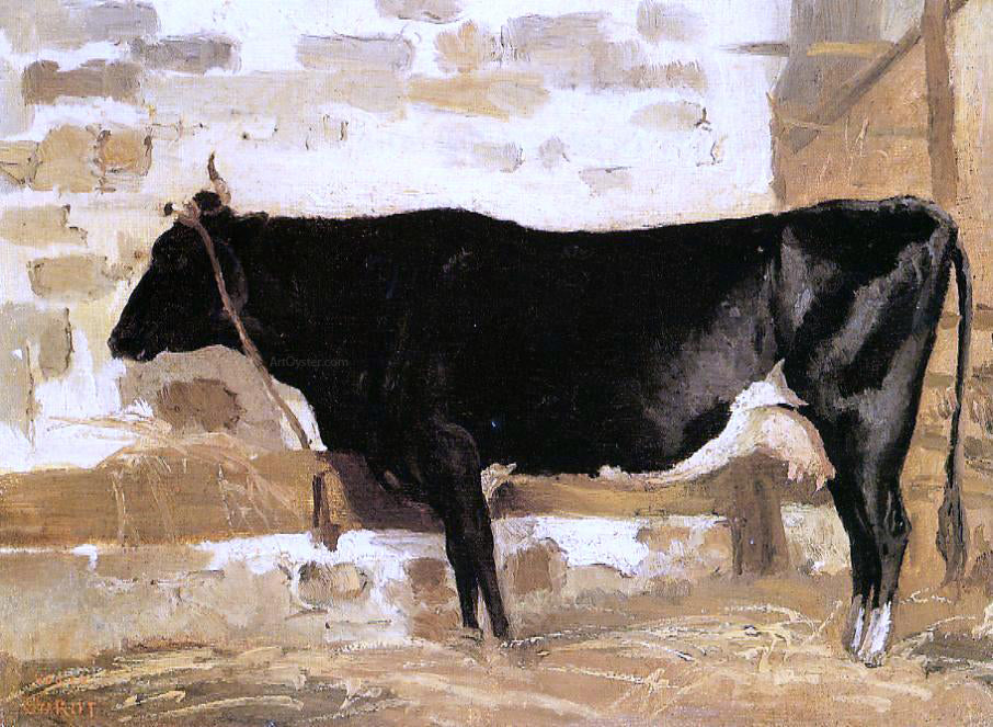 Jean-Baptiste-Camille Corot Cow in a Stable (also known as The Black Cow) - Hand Painted Oil Painting