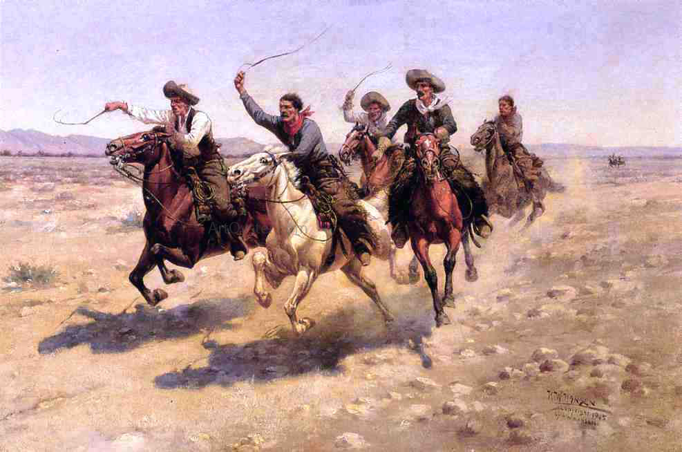 Herman W Hansen Cowboy Race - Hand Painted Oil Painting