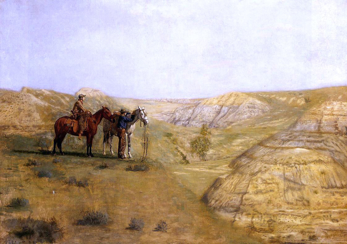 Thomas Eakins Cowboys in the Badlands - Hand Painted Oil Painting