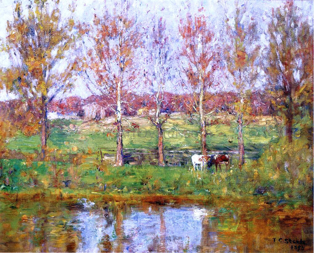 Theodore Clement Steele Cows by the Stream - Hand Painted Oil Painting