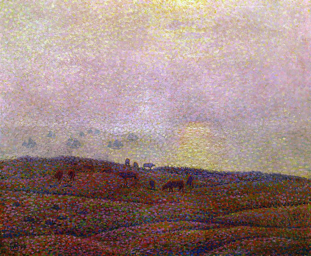 Theo Van Rysselberghe Cows in a Landscape - Hand Painted Oil Painting