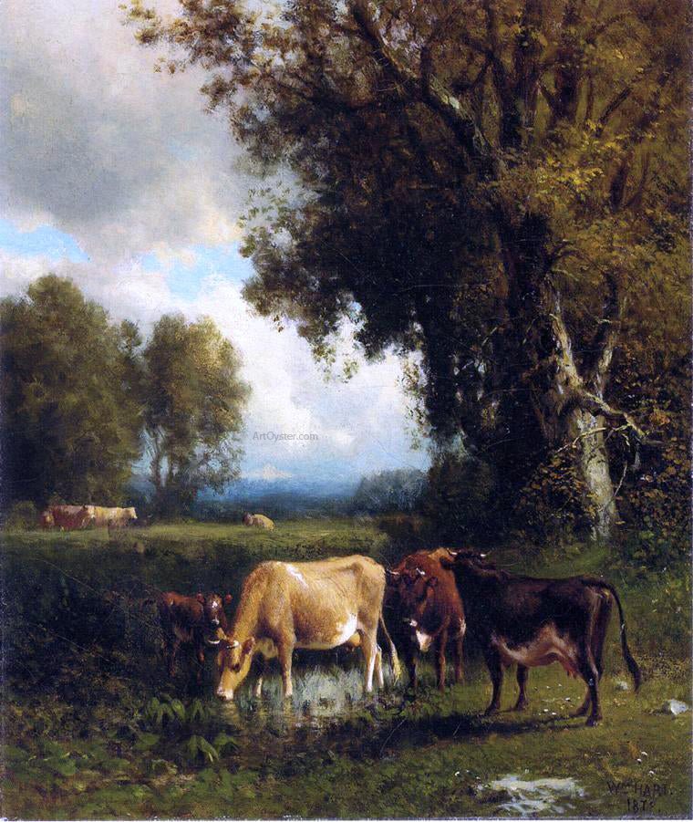  William M Hart Cows in the Meadow - Hand Painted Oil Painting