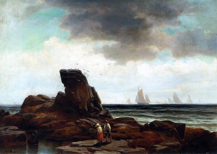 Edward Moran Crabbing by the Shore - Hand Painted Oil Painting