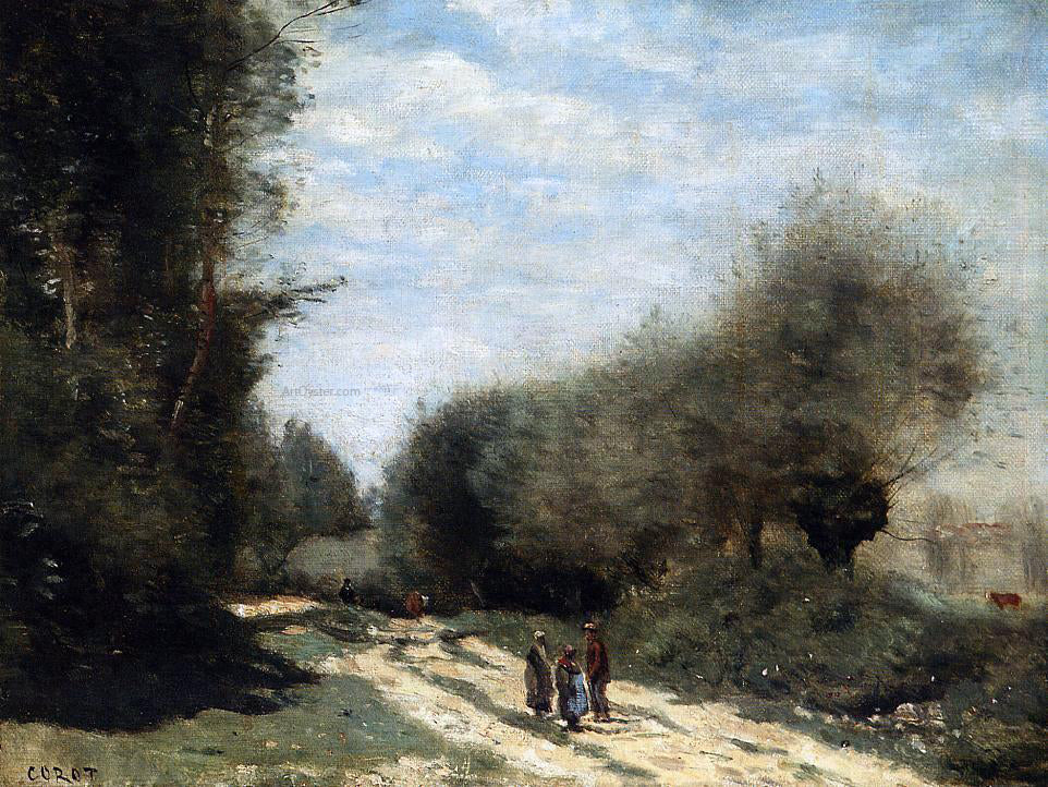 Jean-Baptiste-Camille Corot Crecy-en-Brie - Road in the Country - Hand Painted Oil Painting