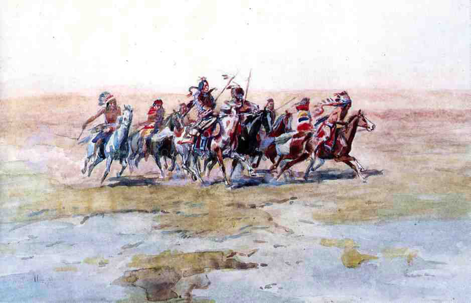 Charles Marion Russell Cree War Party - Hand Painted Oil Painting