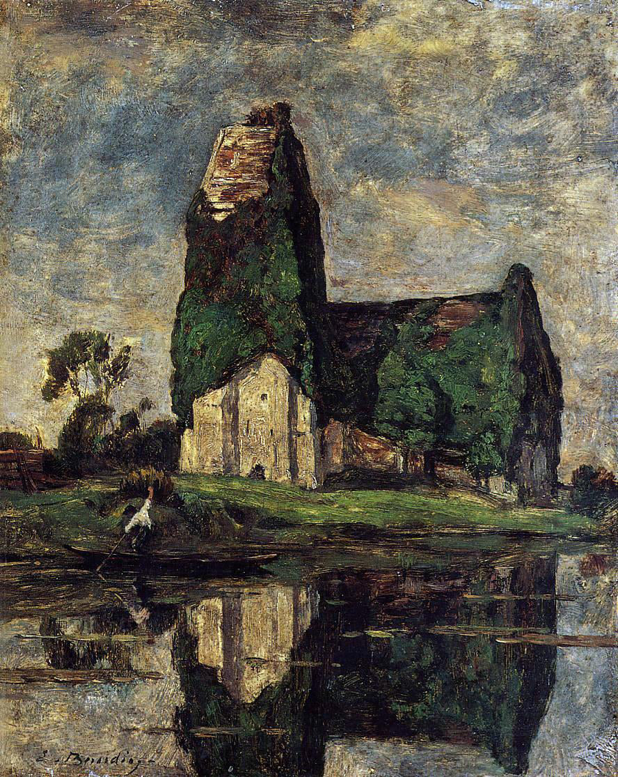 Eugene-Louis Boudin Criqueboeuf, the Church - Hand Painted Oil Painting