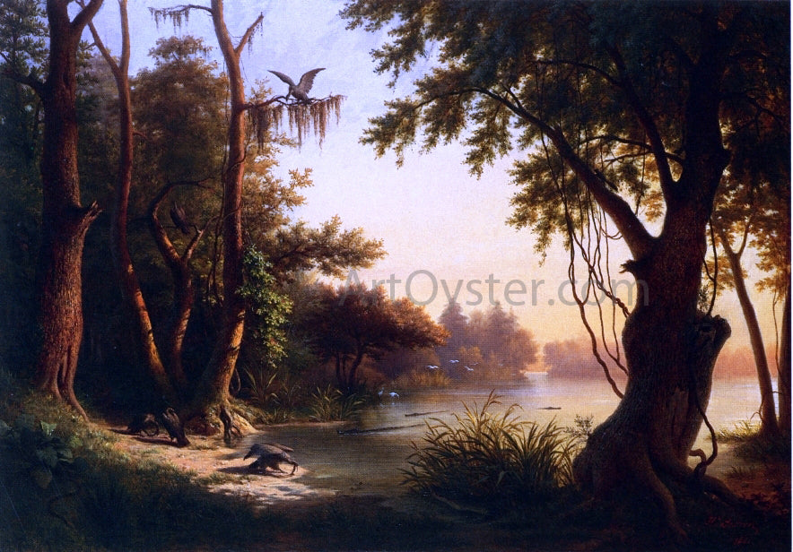 Hyppolite Sebron Crocodile Lake, Louisiana - Hand Painted Oil Painting