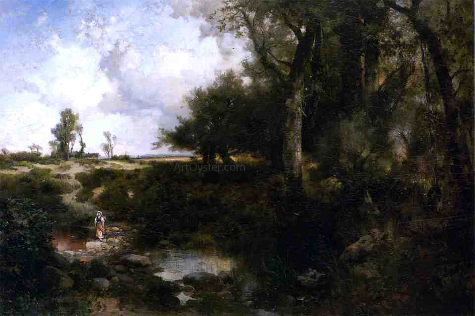  Thomas Moran Crossing the Brook Near Plainfield, New Jersey - Hand Painted Oil Painting